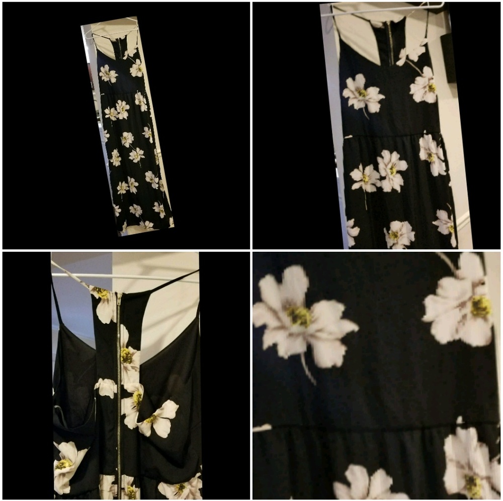 Black floral print maxi dress